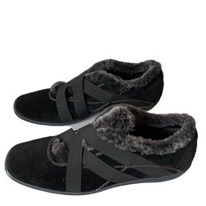 Stuart Weitzman Black Fur-Trimmed Shoes